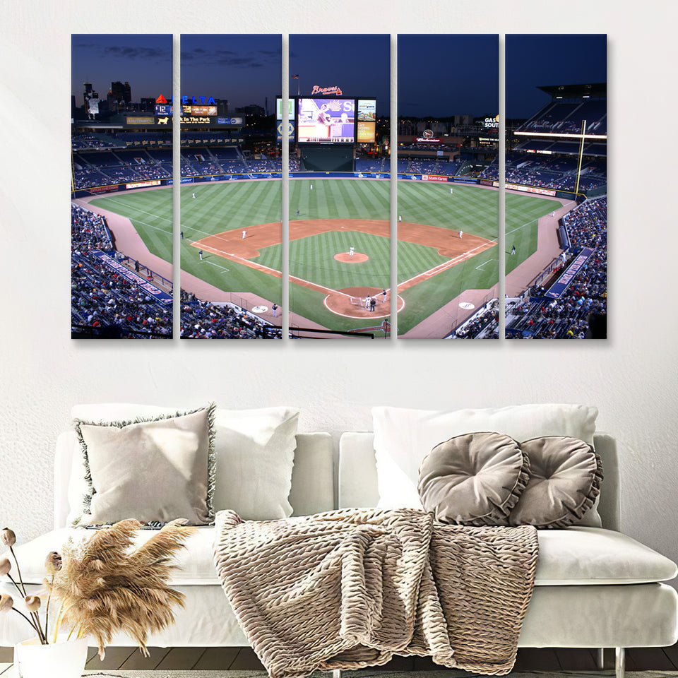 Braves Turner Field From A Rockymountainway Point Of View 5 Pieces Canvas Prints Wall Art Decor - Painting Canvas,Multi Panel,Painting Prints
