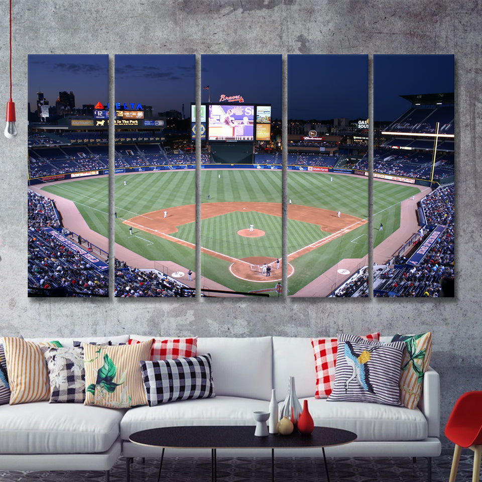 Braves Turner Field From A Rockymountainway Point Of View 5 Pieces Canvas Prints Wall Art Decor - Painting Canvas,Multi Panel,Painting Prints
