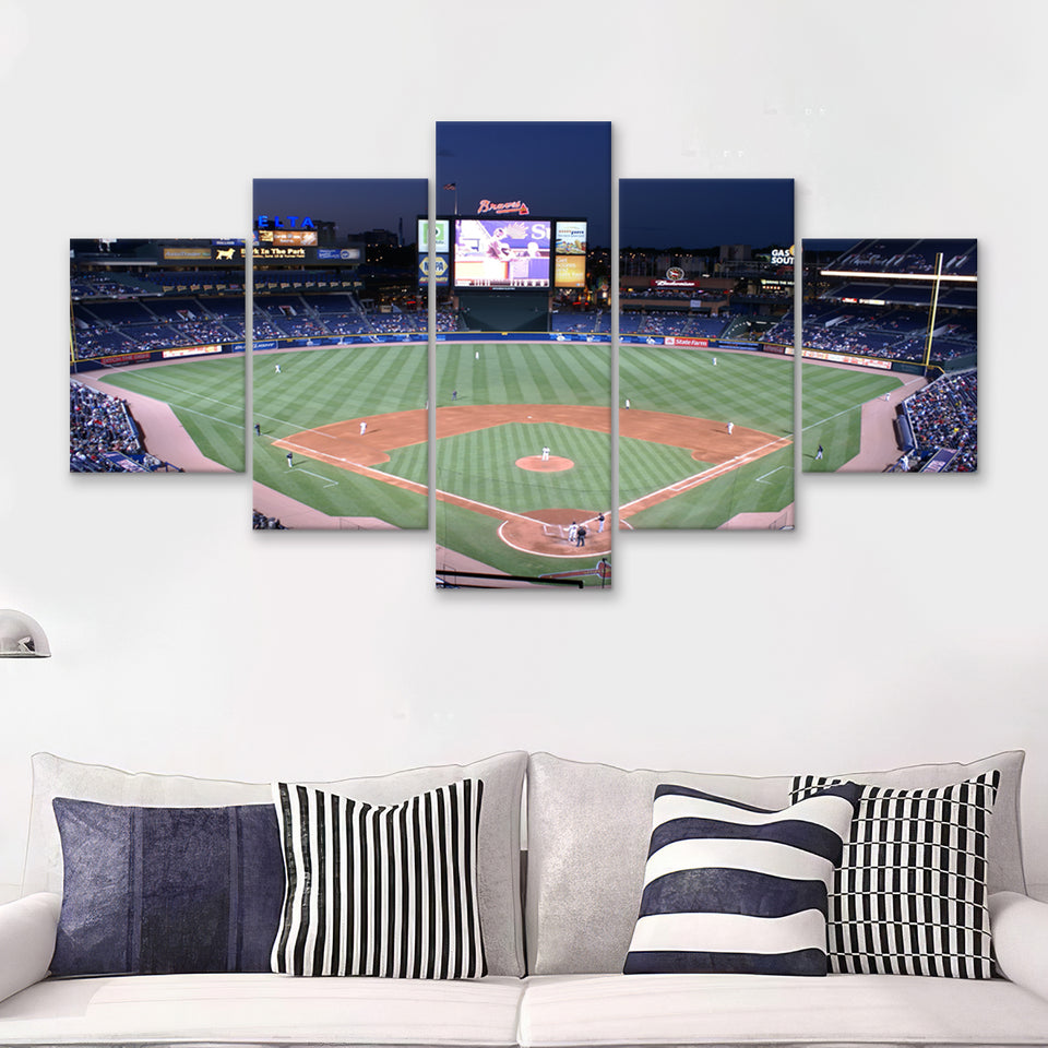 Braves Turner Field From A Rockymountainway Point Of View  5 Pieces Canvas Prints Wall Art - Painting Canvas, Multi Panel, Home Wall Decor