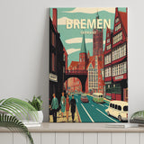 Bremen Retro Art Print ,City Art Print, Large Canvas, Canvas Print Wall Art Home Decor