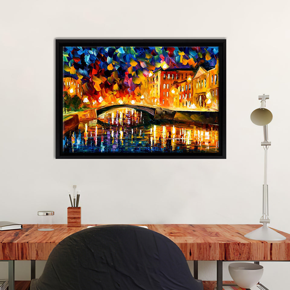 Bridge In The Night Framed Canvas Wall Art - Canvas Prints, Prints Painting, Prints for Sale, Framed Art