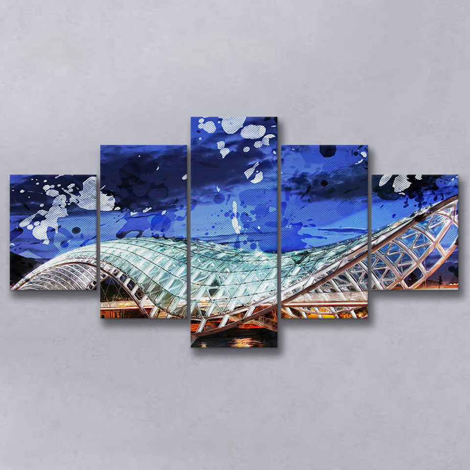 Bridge of Peace in Tbilisi 5 Pieces Canvas Prints Wall Art Decor - Painting Canvas, Mixed Canvas, Multi Panels