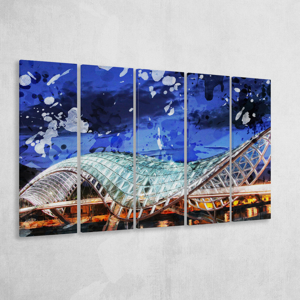 Bridge of Peace in Tbilisi 5 Piece B Canvas Prints Wall Art Decor, Multi Panels,Large Canvas, Home Decor