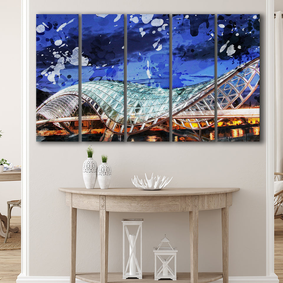 Bridge of Peace in Tbilisi 5 Piece B Canvas Prints Wall Art Decor, Multi Panels,Large Canvas, Home Decor