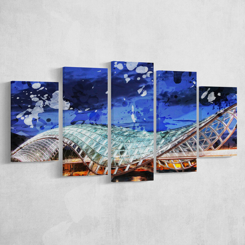Bridge of Peace in Tbilisi 5 Pieces Canvas Prints Wall Art Decor - Painting Canvas, Mixed Canvas, Multi Panels