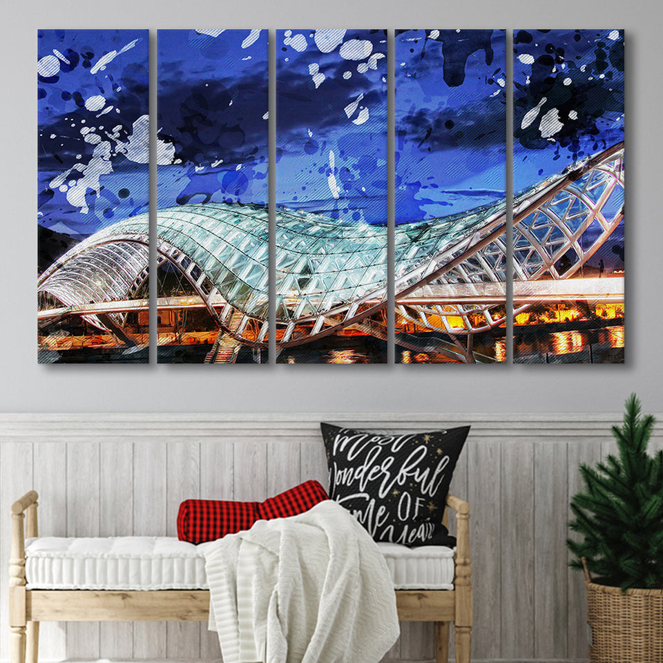 Bridge of Peace in Tbilisi 5 Piece B Canvas Prints Wall Art Decor, Multi Panels,Large Canvas, Home Decor
