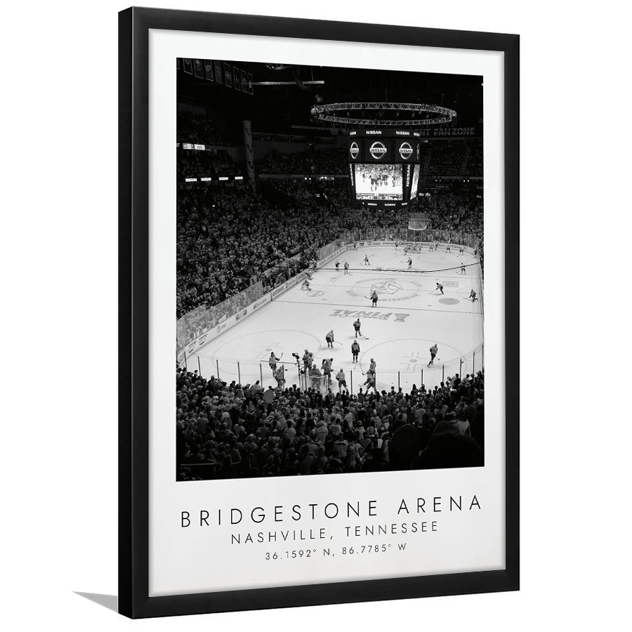 Bridgestone Arena Nashville Predators Ice Hockey Lovers Black And White Art Framed Art Prints Wall Art Decor, Framed Picture