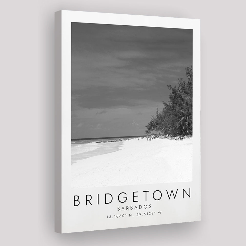 Bridgetown Barbados Black And White Art Canvas Prints Wall Art Home Decor