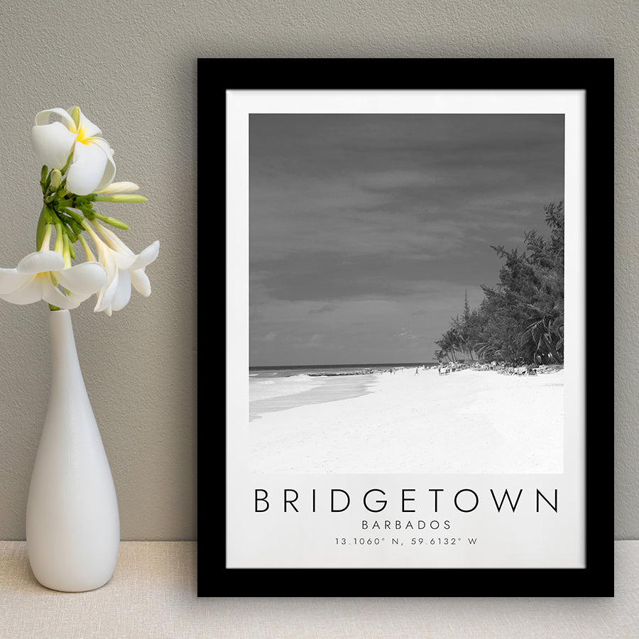 Bridgetown Barbados Black And White Art Framed Art Prints Wall Art Decor, Framed Picture
