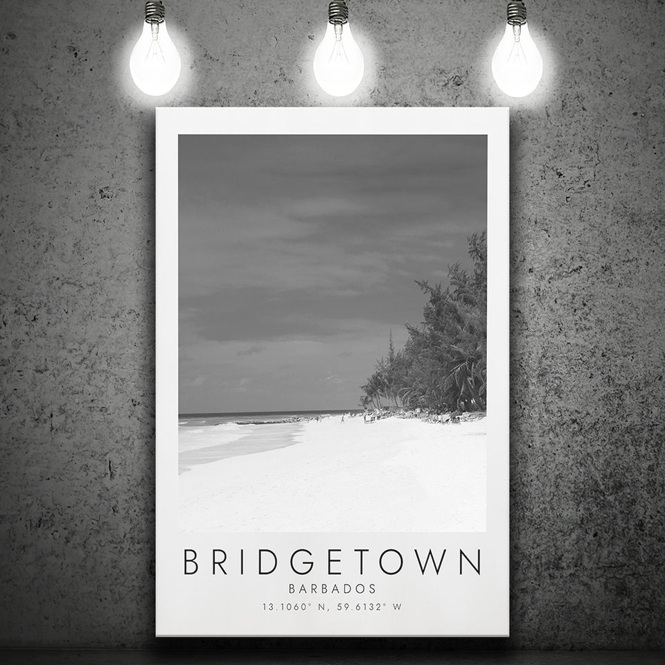 Bridgetown Barbados Black And White Art Canvas Prints Wall Art Home Decor