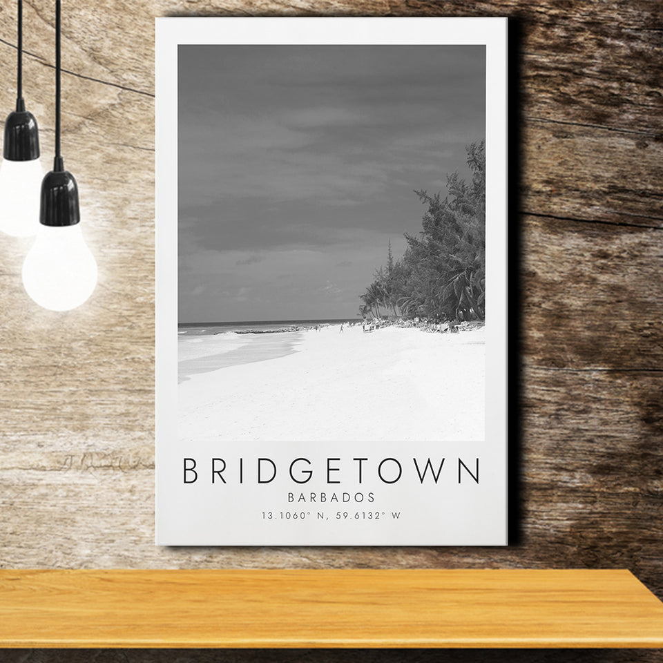 Bridgetown Barbados Black And White Art Canvas Prints Wall Art Home Decor
