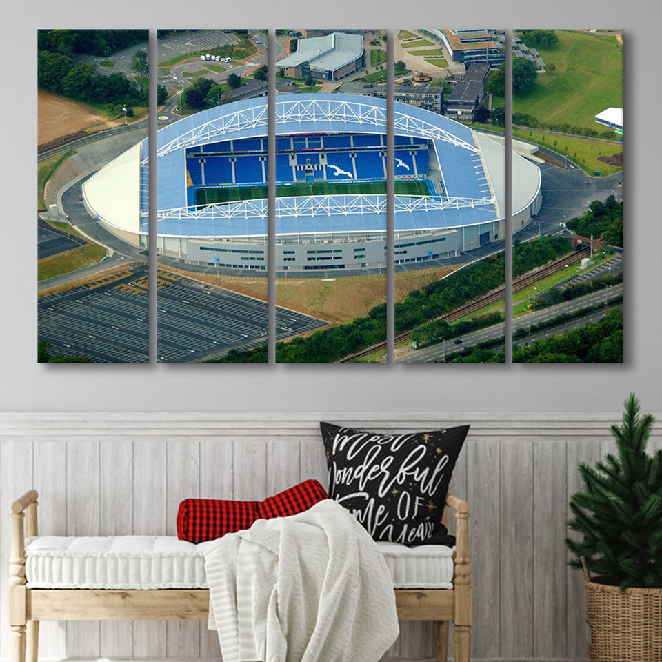 Brighton  Hove Albion Stadium Canvas Prints Falmer Stadium Aerial,Multi Panels B,Sport Stadium Art Prints, Fan Gift