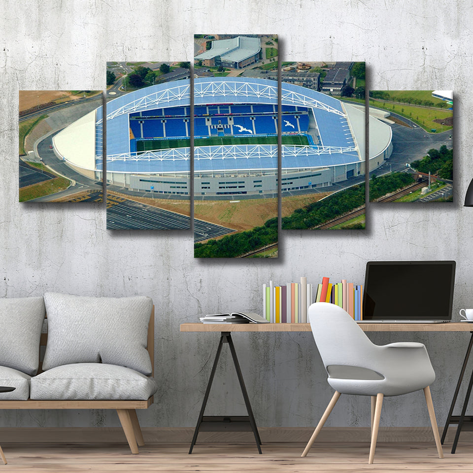 Brighton  Hove Albion Stadium Canvas Prints Falmer Stadium Aerial,Multi Panels,Sport Stadium Art Prints, Fan Gift