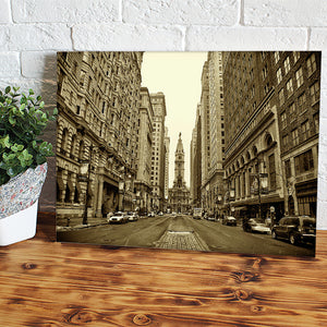 Broad Street Facing Philadelphia City Hall In Sepia Canvas Wall Art - Canvas Prints, Prints for Sale, Canvas Painting, Canvas On Sale