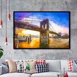 Brooklyn Bridge New York City Dawn City Art Watercolor Framed Art Prints Wall Art Decor,Framed Picture