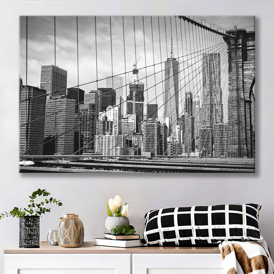 Brooklyn Bridge Art New York City Bridge Landscape Canvas Prints Wall Art Home Decor - Painting Canvas, Ready to hang