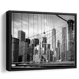 Brooklyn Bridge Art New York City Framed Canvas Prints Wall Art Home Decor - Painting Canvas, Black Frame, Framed Picture