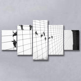 Brooklyn Bridge Black And White Print, Painters On The Brooklyn Bridge 5 Panels, Canvas Prints Wall Art Decor, Large Canvas Art