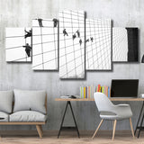 Brooklyn Bridge Black And White Print, Painters On The Brooklyn Bridge 5 Panels, Canvas Prints Wall Art Decor, Large Canvas Art