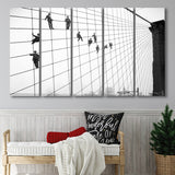 Brooklyn Bridge Black And White Print, Painters On The Brooklyn Bridge Larger Canvas Art, 5 Piece Canvas Prints Wall Art Decor