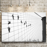 Brooklyn Bridge Black And White Print, Painters On The Brooklyn Bridge Canvas Prints Wall Art Home Decor