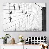 Brooklyn Bridge Black And White Print, Painters On The Brooklyn Bridge Canvas Prints Wall Art Home Decor
