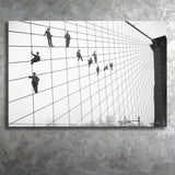 Brooklyn Bridge Black And White Print, Painters On The Brooklyn Bridge Canvas Prints Wall Art Home Decor