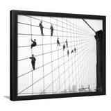 Brooklyn Bridge Black And White Print, Painters On The Brooklyn Bridge Framed Art Prints, Wall Art,Home Decor,Framed Picture