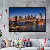 Brooklyn Bridge Lower Manhattan Framed Art Prints Wall Decor - Painting Prints, Framed Picture