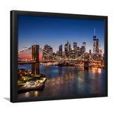 Brooklyn Bridge Lower Manhattan Framed Art Prints Wall Decor - Painting Prints, Framed Picture