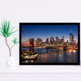 Brooklyn Bridge Lower Manhattan Framed Art Prints Wall Decor - Painting Prints, Framed Picture