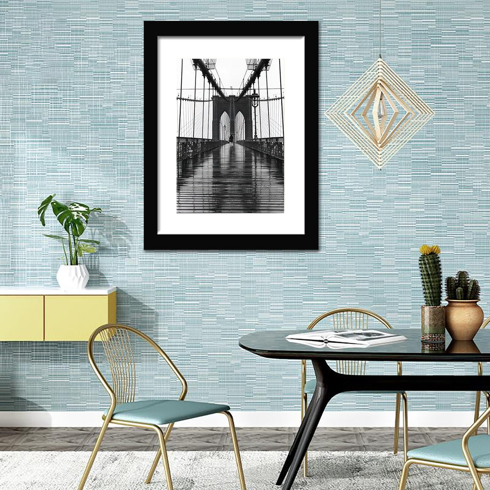Brooklyn Bridge (New York City)-Black and white Art, Art Print, Plexiglass Cover