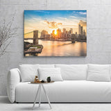 Brooklyn Bridge And The Lower Manhattan Skyline At Sunset Canvas Wall Art - Canvas Prints, Prints for Sale, Canvas Painting, Canvas On Sale