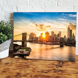 Brooklyn Bridge And The Lower Manhattan Skyline At Sunset Canvas Wall Art - Canvas Prints, Prints for Sale, Canvas Painting, Canvas On Sale