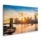 Brooklyn Bridge And The Lower Manhattan Skyline At Sunset Canvas Wall Art - Canvas Prints, Prints for Sale, Canvas Painting, Canvas On Sale