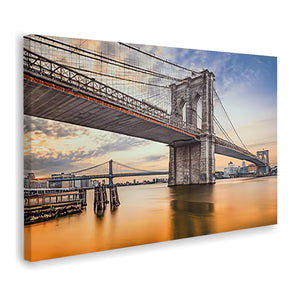 Brooklyn Bridge At Dawn Canvas Wall Art - Canvas Prints, Prints for Sale, Canvas Painting, Canvas On Sale