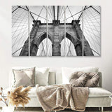 Brooklyn Bridge in New York City Black and White 5 Piece B Canvas Prints Wall Art Decor - Painting Canvas, Multi Panels