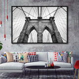 Brooklyn Bridge in New York City Brooklyn Bridge Black and White Framed Canvas Prints Wall Art Decor - Paiting Canvas, Art Prints