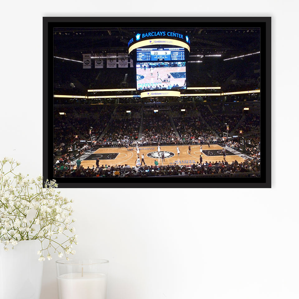Brooklyn Nets Stadium Framed Canvas Prints Barclays Center Wall Art Basketball,Sport Stadium Art Prints, Fan Gift
