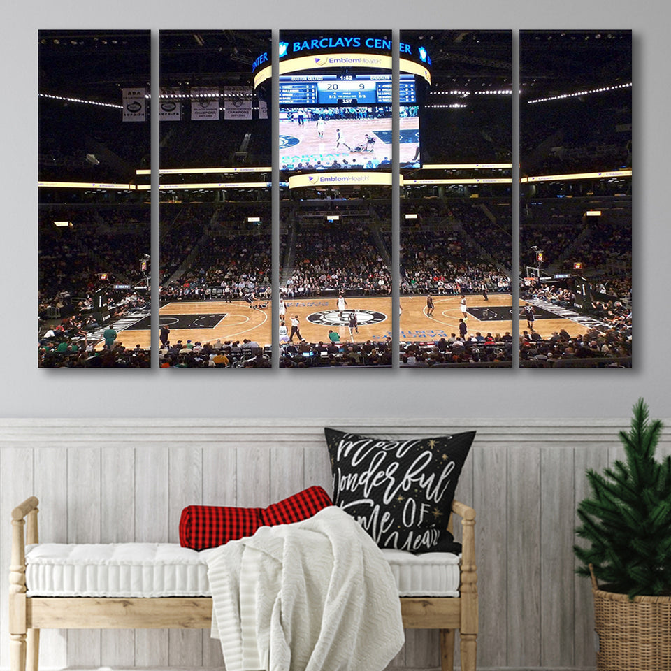 Brooklyn Nets Stadium Canvas Prints Barclays Center Wall Art Basketball,Multi Panels B,Sport Stadium Art Prints, Fan Gift