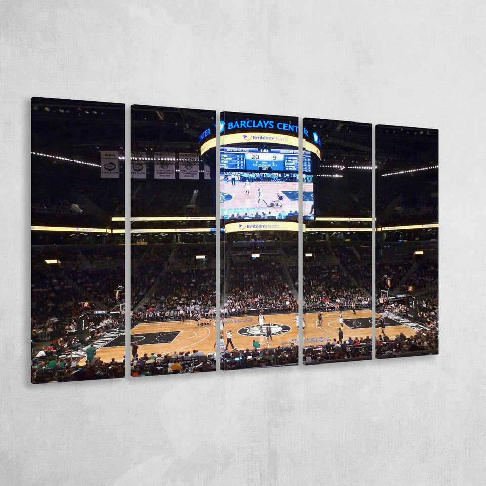 Brooklyn Nets Stadium Canvas Prints Barclays Center Wall Art Basketball,Multi Panels B,Sport Stadium Art Prints, Fan Gift