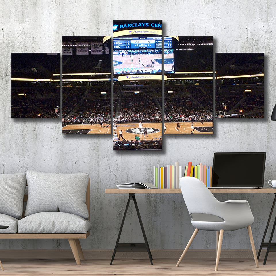 Brooklyn Nets Stadium Canvas Prints Barclays Center Wall Art Basketball,Multi Panels,Sport Stadium Art Prints, Fan Gift