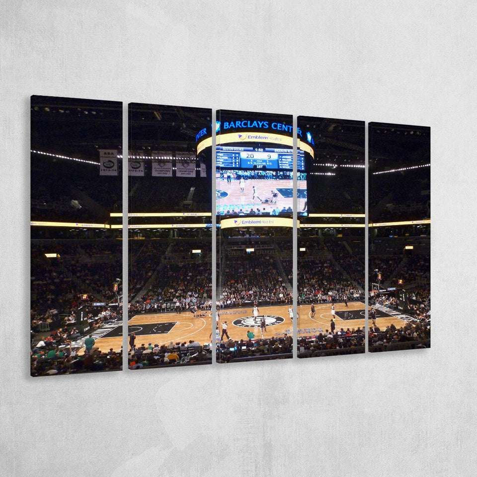 Brooklyn Nets at Barclays Center, Stadium Canvas, Sport Art, Gift for him, Multi Panels B, Canvas Prints Wall Art Decor