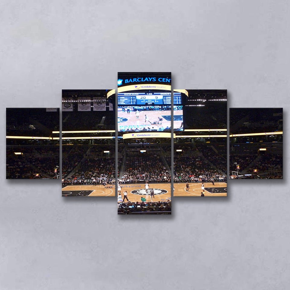 Brooklyn Nets at Barclays Center, Stadium Canvas, Sport Art, Large Canvas, Multi Panels, Canvas Prints Wall Art Decor