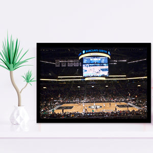 Brooklyn Nets at Barclays Center, Stadium Canvas, Sport Art, Gift for him, Framed Art Prints Wall Art Decor, Framed Picture