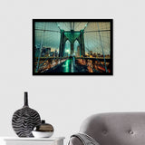 Brooklyn Bridge Night Nyc United States Wallpaper Framed Wall Art Prints - Framed Prints, Prints for Sale, Framed Art