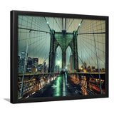 Brooklyn Bridge Night Nyc United States Wallpaper Framed Wall Art Prints - Framed Prints, Prints for Sale, Framed Art