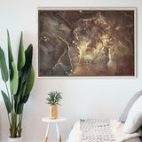Brown Marble Wall Decor, Abstract Gold Print, Framed Canvas Prints Wall Art Home Decor,Floating Frame, Ready to Hang