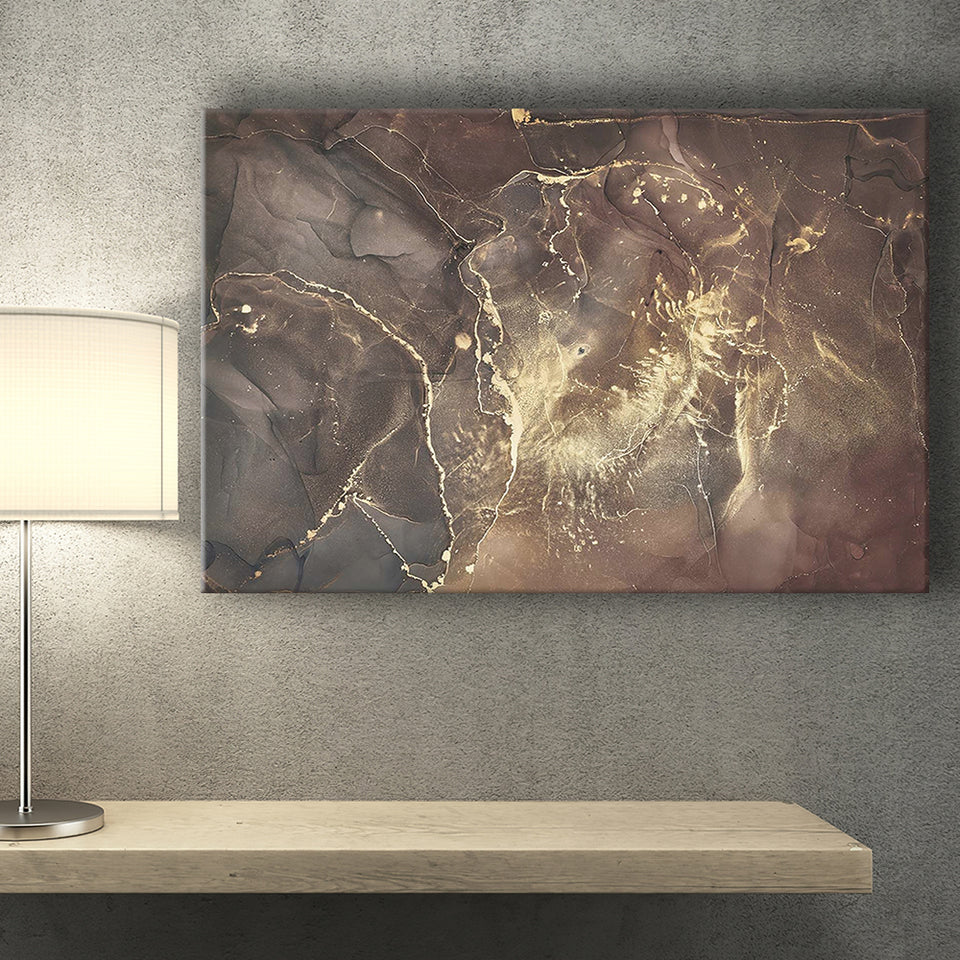 Brown Marble Wall Decor, Abstract Gold Print, Canvas Prints Wall Art Home Decor
