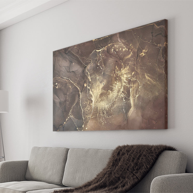 Brown Marble Wall Decor, Abstract Gold Print, Canvas Prints Wall Art Home Decor